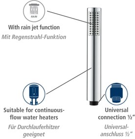 Soffione doccia con tubo flessibile in argento lucido Basic Line - Wenko