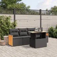 Set Divani da Giardino 5 pz con Cuscini in Polyrattan Nero 3273834