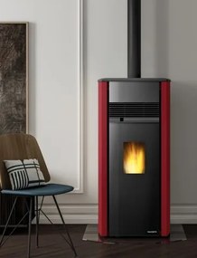 Palazzetti Aurora 12 US Pro 2 Stufa ermetica a Pellet ad aria Ecofire in ghisa e acciaio Rosso