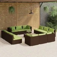 Set Divani da Giardino 13 pz con Cuscini in Polyrattan Marrone 3101596