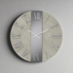 Orologio rotondo D60 cm BILLY in legno rivestito con parato e vetro Fumč