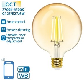 Lampadina LED dimmerabile FILAMENT G125 E27/6W/230V 2700-6500K Wi-Fi - Aigostar