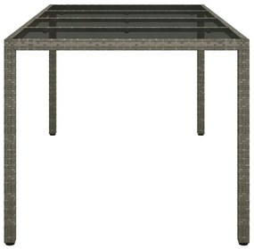 Tavolo giardino grigio 190x90x75 cm vetro temperato polyrattan