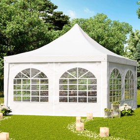 TOOLPORT Gazebo pagoda 4x4 m, telo in PVC, bianco - (1063)