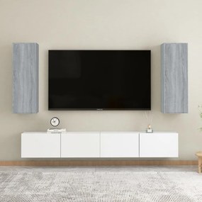 Mobili Tv 2 Pz Grigio Sonoma 30,5x30x90 Cm İn Legno Multistrato /