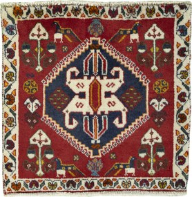 Shiraz Tappeto 60x60 Rosso (Iran) Annodato A Mano