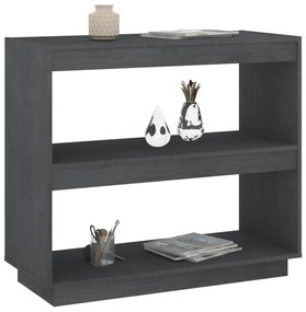 Libreria Grigia 80x35x71 cm in Legno Massello di Pino