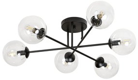 Lampadario da soffitto Brendi 6B Nero con sfere trasparenti E14 Colore del corpo Nero
