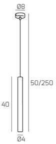 Sospensione Moderna Round Tube Metallo Bianco 1 Luce Gu10