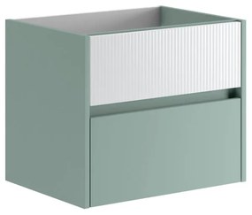 Mobile da bagno sotto lavabo Niwa verde timo frontale in vetro bianco laccato opaco L 59.5 x H 50 x P 45.5 cm 2 cassetti, lavabo non incluso