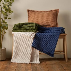 Coperta verde in cotone 150x200 cm Jaipur Chunky Waffle – Pineapple Elephant