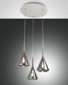 Lampadario Glamour Tris bianco paralume fumo 3x E27 LA MIA LUCE