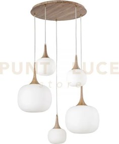Lampadario a sospensione jaipur bianca e finto legno e vetro 2 luci...