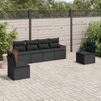 Set Divano da Giardino 6 pz con Cuscini Nero in Polyrattan 3227539