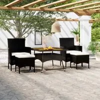 Set Pranzo da Giardino 5pz Polyrattan e Massello di Acacia Nero 3058352