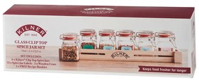 Set di 6 spezie in un ripiano di legno Herbs&amp;Spices - Kilner