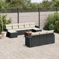 Set Divani da Giardino 11 pz con Cuscini in Polyrattan Nero 3224341