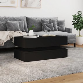 Tavolino da soggiorno con luci led nero 90x50x40 cm