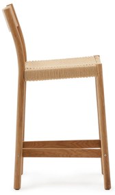 Kave Home - Sgabello Yalia con schienale in legno massello di rovere finitura naturale FSC 100% e sedu