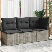 Divano da Giardino con Cuscini 3 Posti Grigio in Polyrattancod mxl 111238