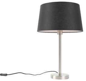 Lampada da tavolo moderna in acciaio con paralume nero 35 cm - Simplo
