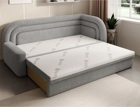 Divano grigio allungabile/con contenitore con penisola a destra e rivestimento in bouclé 223 cm Fabillo – ELTAP