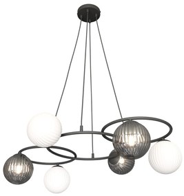 Lampadario Moderno Eolo Acciaio Nero 6 Luci E14 Ip20