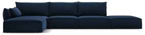 Divano angolare blu scuro (con penisola a sinistra/con chaise lounge) con rivestimento in velluto Vanda – Mazzini Sofas
