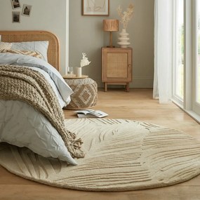 Tappeto rotondo in lana beige ø 160 cm Leaf - Flair Rugs