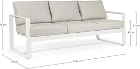 Salotto Da Esterno In Alluminio Divano 3 Posti 2 Poltrone Con Tavolino Merrigan Bianco Bizzotto