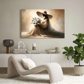 Quadro su tela – Silhouette di donna con fiori