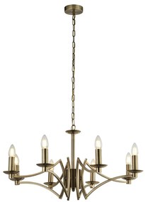 Lampadario Industrial-Nordico Ascot Acciaio Ottone 8 Luci E14