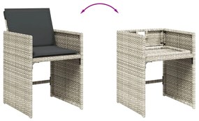 Set da pranzo da giardino 13pz con cuscini grigio in polyrattan