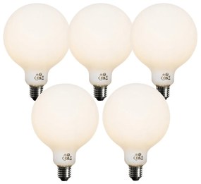 Set di 5 Lampadina LED dimmerabile E27 vetro opalino G125 5W 450lm 3000K