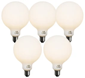 Set di 5 lampadine LED E27 dimmerabili opale G125 5W 450 lm 3000K