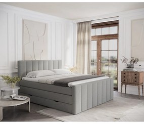Letto boxspring grigio chiaro con contenitore 180x200 cm Ruby - Maison de Rêve