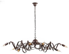 Lampadario rustico marrone 10 luci - Ricciolo