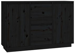 Credenza nera 111x34x75 cm in legno massello di pino