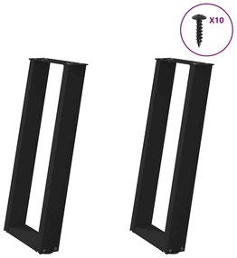 Gambe Tavolo Consolle A U 2 Pz Nero 28x(72-73) Cm Acciaio /