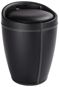 Cesto per la biancheria nero e sgabello in un unico pezzo Linen Look, 20 l Candy - Wenko