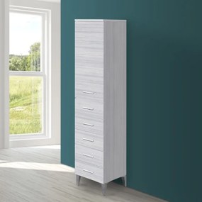 Colonna Bagno Porta Asciugamani H.154 Colore Grigio Multiuso con 5 Cassetti