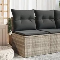 Sedia Senza Braccioli con Cuscini Grigio Chiaro in Polyrattan 366190