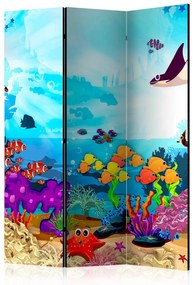 Paravento design Gioco subacqueo (3-parti) - pesci e piante colorate sul fondo marino