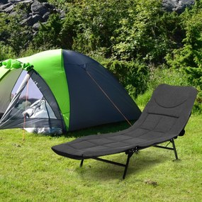 Costway Lettino da campeggio pieghevole con materasso rimovibile schienale regolabile, Lettino campeggio portatile Grigio