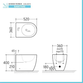 Sanitari filo parete traslati wc con sedile soft-close e bidet in ceramica bianca – Osaka