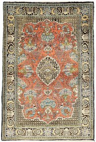 Ghom Tappeto 110x160 Rosso (Iran) Annodato A Mano
