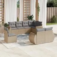 Set Divano da Giardino 8 pz con Cuscini Beige in Polyrattan 3221638