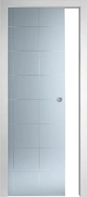 Porta interna scorrevole Eridano/Idro in vetro colore bianco, L 90 x H 210 cm, apertura reversibile
