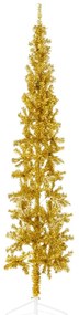 Albero di Natale Artificiale Sottile con Supporto Oro, 180cm