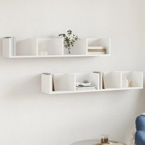 Mobili Da Parete 2 Pz Bianchi 99x18x16,5 Cm Legno Multistrato /
